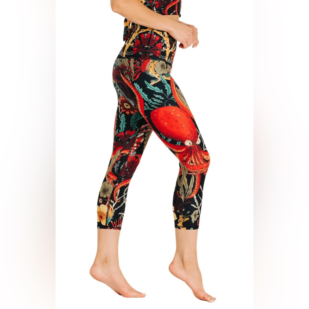 Coral My Name Printed Yoga Crops by Yoga Democracy- Size Medium